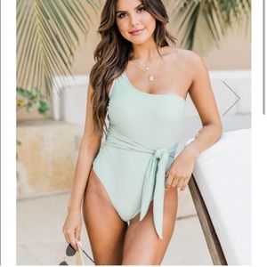 Sage Green One Shoulder swim suit